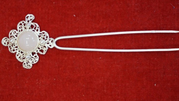 925 Silber Haarnadel mit Rosenquarz