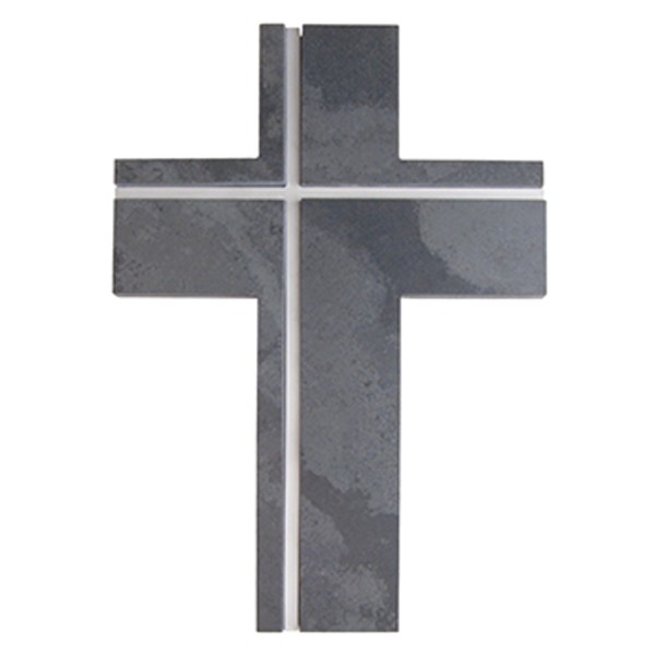 Schieferkreuz mit Edelstahl-Kreuzform