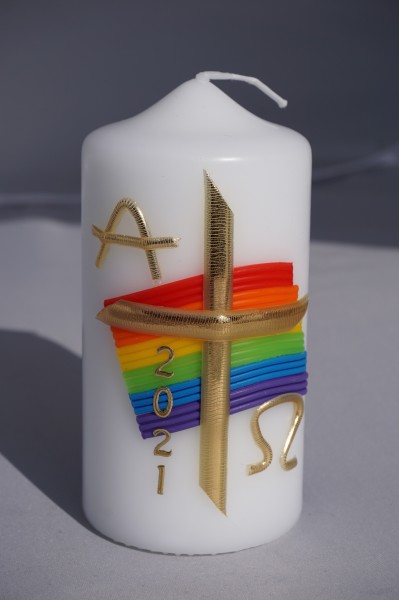 Osterkerze Regenbogen