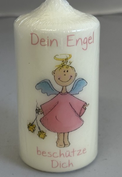 Kerze Engel Neu: Dein Engel beschütze Dich rosa