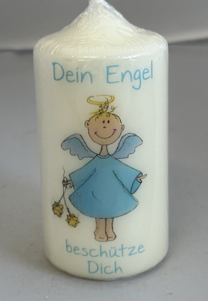 Kerze Engel Neu: Dein Engel beschütze Dich blau