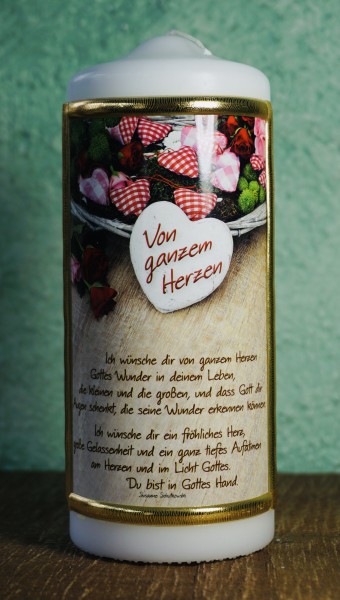 Kerze Spruch: von ganzen Herzen